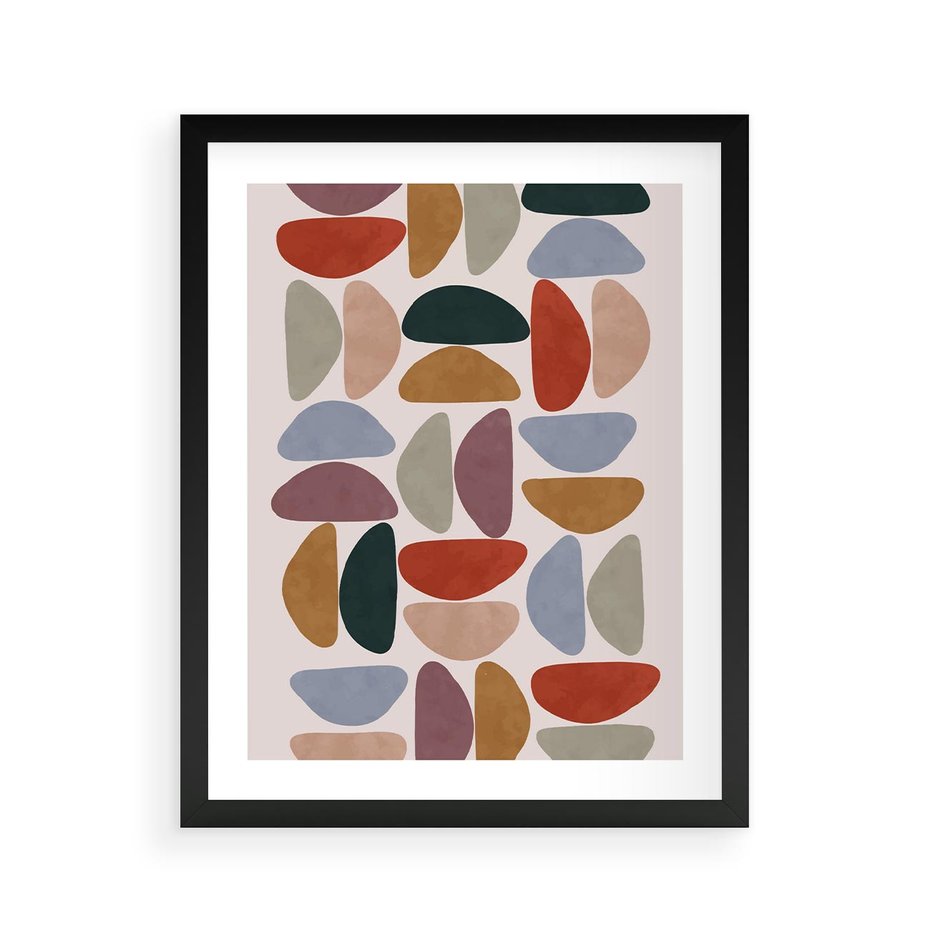 Plakat w ramie 40x50 - Kolorowe Echo Boho - abstrakcyjny obraz, geometryczna kompozycja - rama czarna