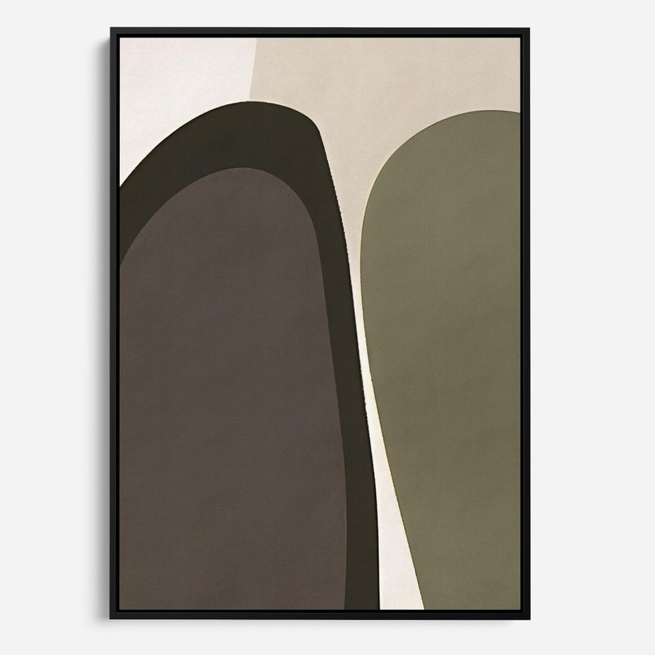 Obraz w ramie 50x70 - Fale w Zieleni - abstrakcyjne kształty, zgaszona zieleń - rama czarna