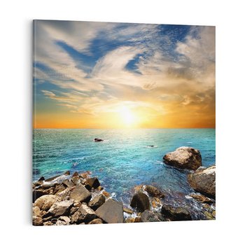 Obraz na płótnie 40x40 - Zachód słońca na plaży - plaża, zachód