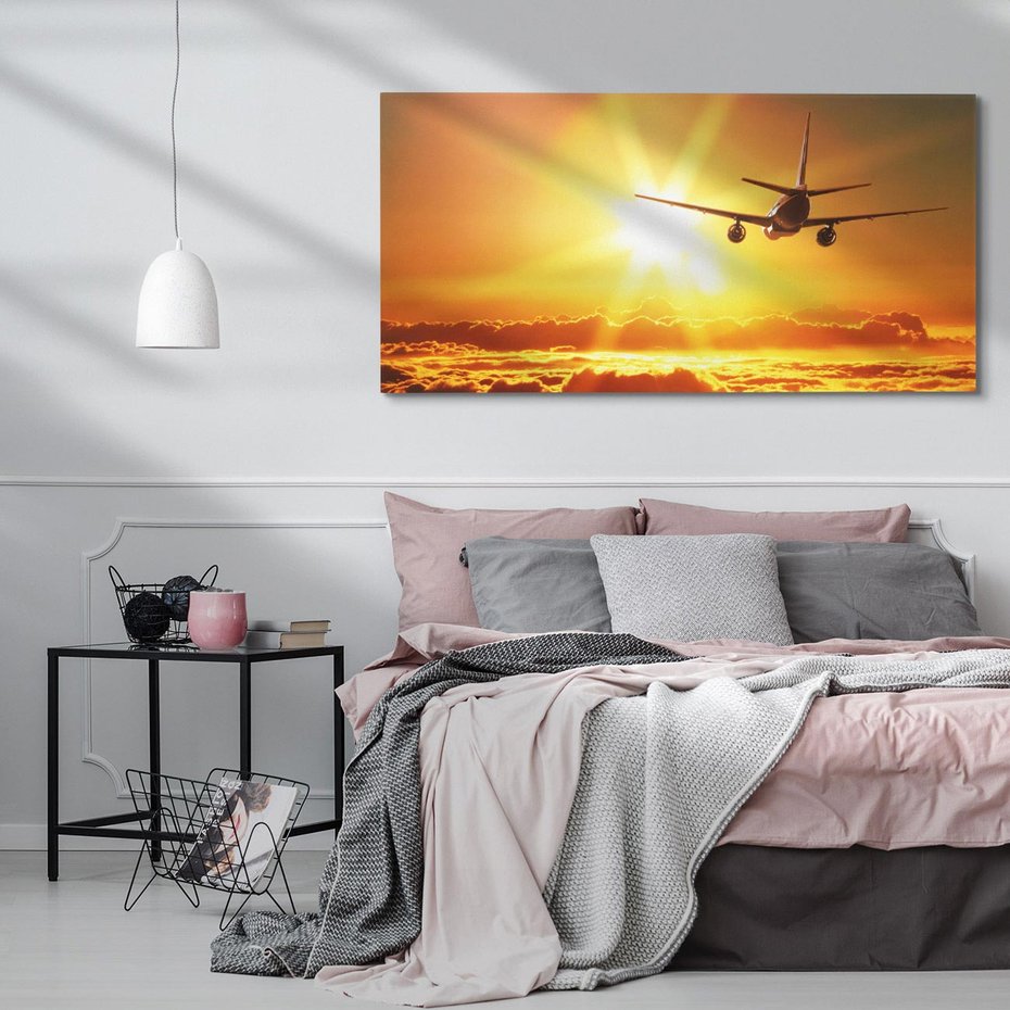 Obraz na płótnie 100x50 - Wolność podróży - samolot, słońce