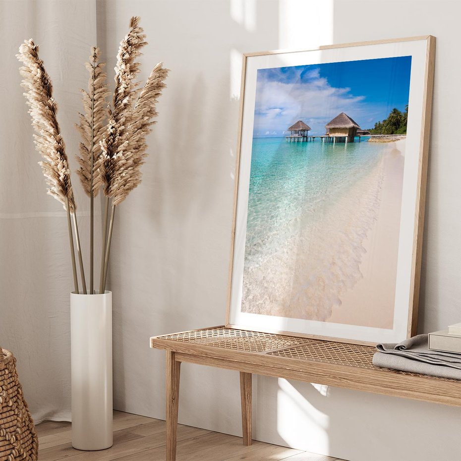 Plakat w ramie 40x50 - Rajski klimat plaży tropikalnej - plaża, tropiki - rama drewno