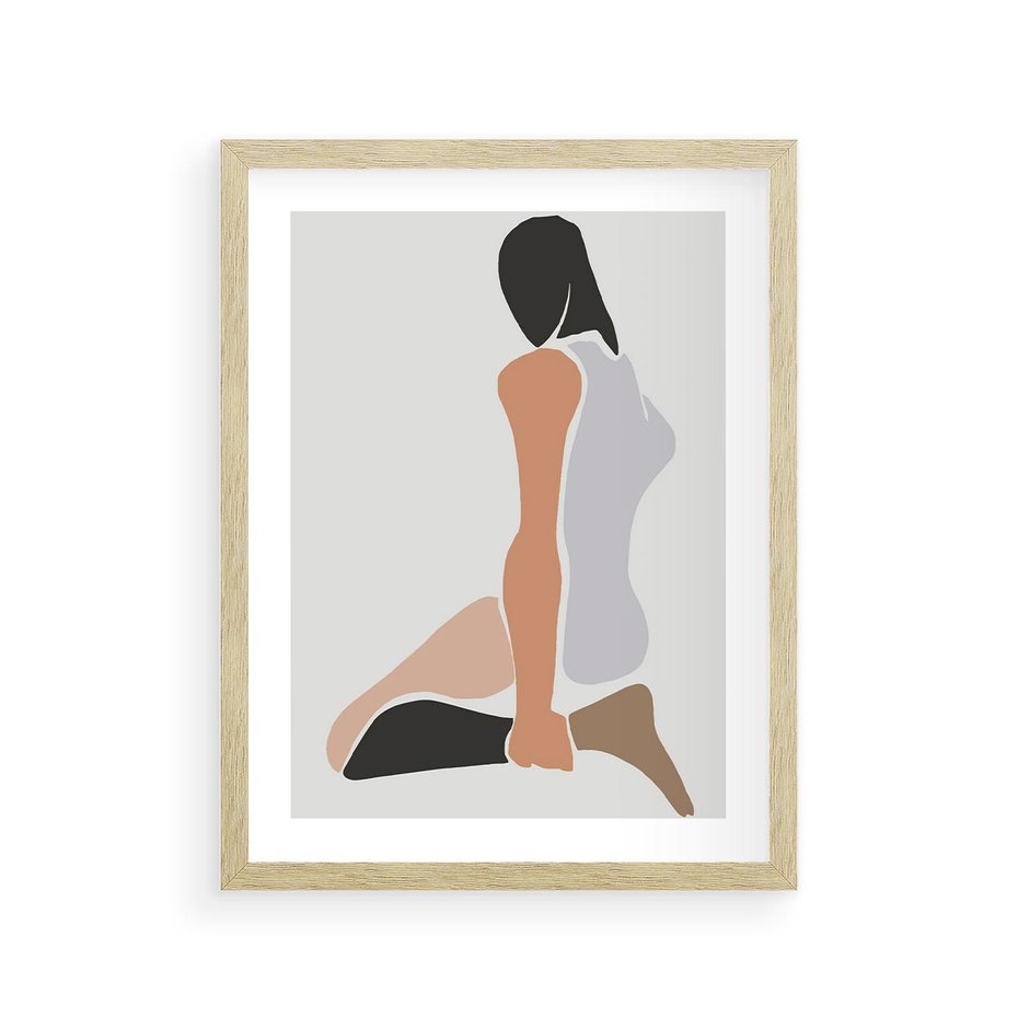 Plakat w ramie 30x40 - Widok Abstrakcyjny - abstrakcyjny obraz, minimalizm - rama drewno