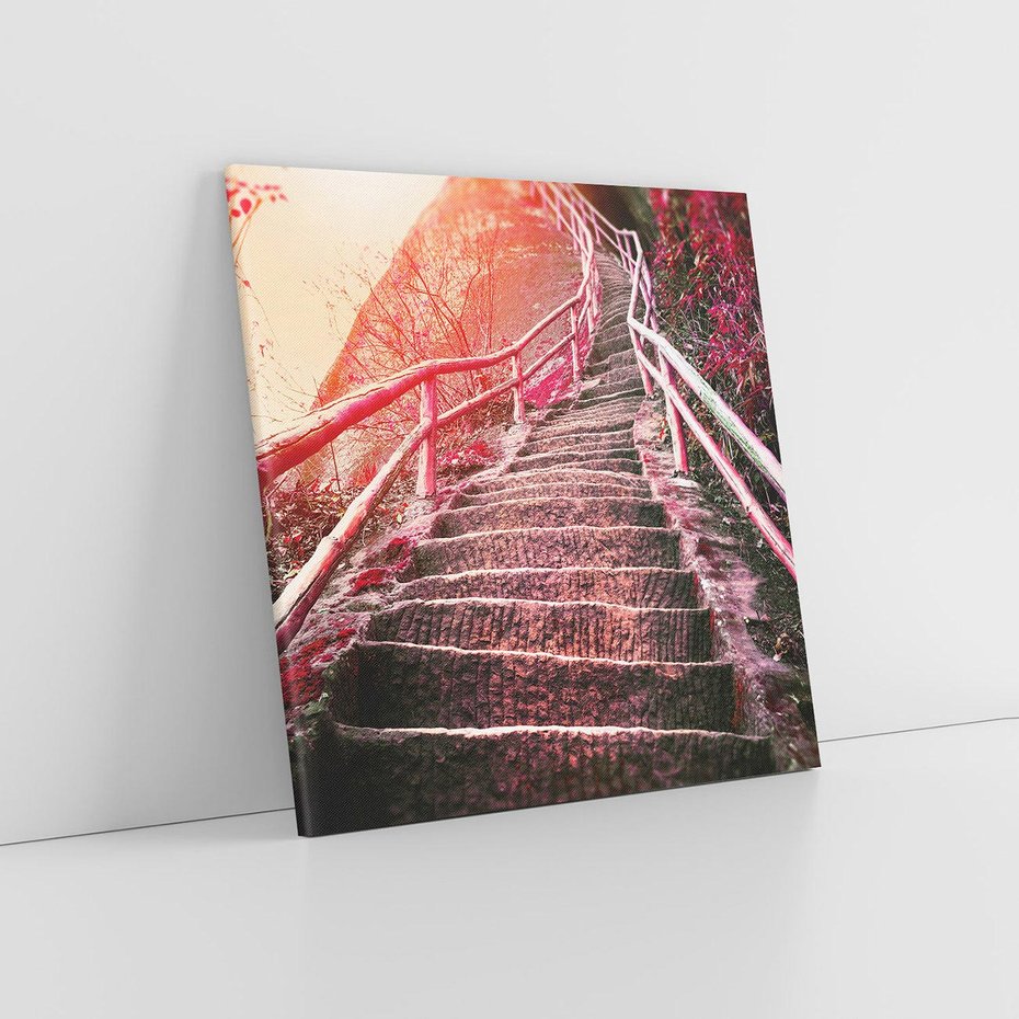 Obraz na płótnie 40x40 - Schody prowadzące do nieznanych ścieżek - schody, ścieżka