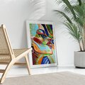 Plakat bez ramy 21x30 - Kolorowe Wnętrza Kształtów - abstrakcyjny portret kobiety, twarz