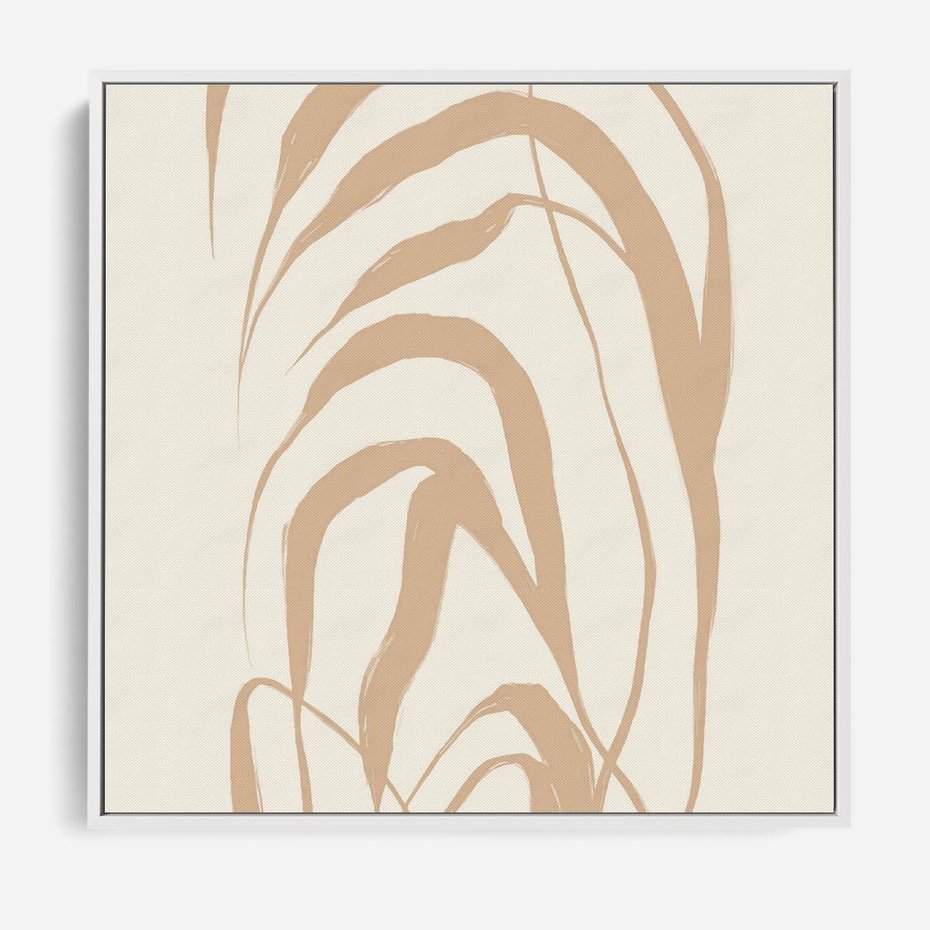 Obraz w ramie 50x50 - Formy Nowoczesności - minimalistyczny plakat, liście palmy - rama biała