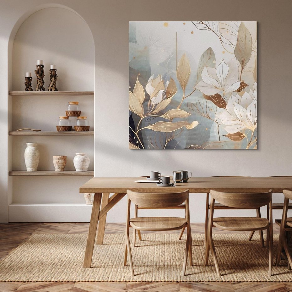 Obraz na płótnie 80x80 - Ekspresjonistyczny deszcz uczuć - grafika, złote kwiaty