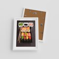 Plakat w ramie 30x40 - Kulinarne podróże do Japonii - sushi, japonia - rama biała