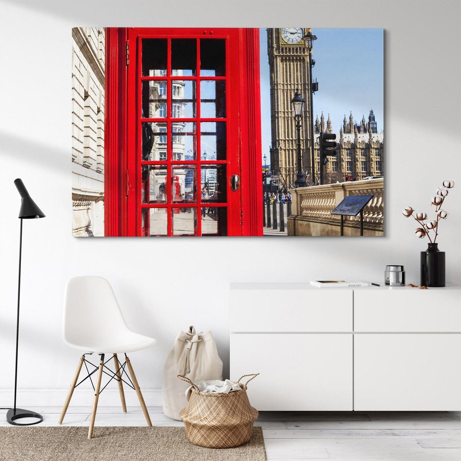 Obraz na płótnie 70x50 - Ikoniczna budka telefoniczna w Londynie - budka, telefoniczna