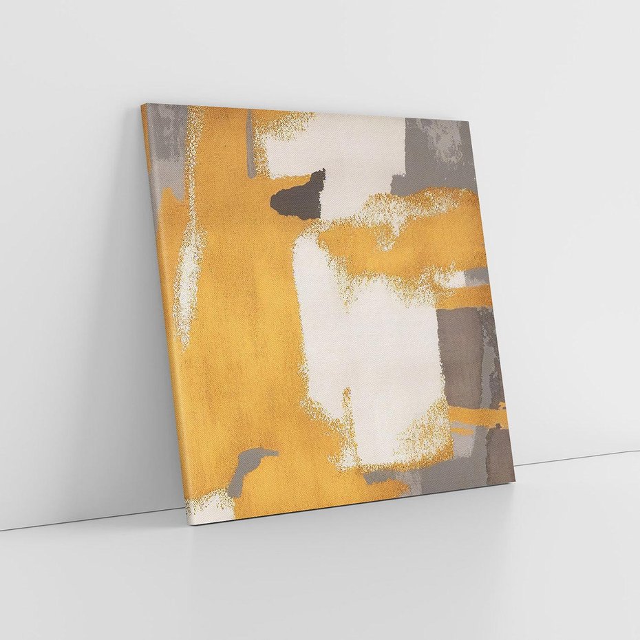 Obraz na płótnie 80x80 - Złote Maźnięcia Pędzla - złota abstrakcja, plamy