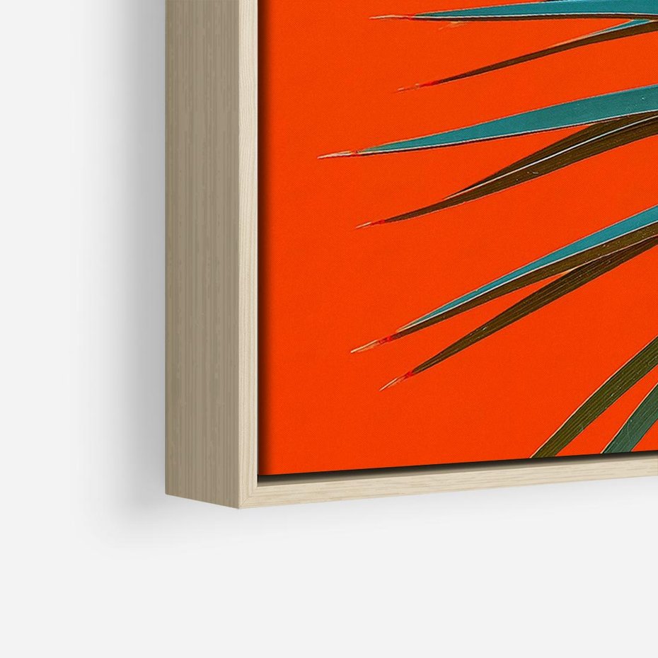 Obraz w ramie 100x70 - Egzotyczny Urok - liście, palma - rama drewno