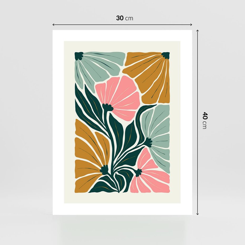 Plakat bez ramy 30x40 - Rozplątane Myśli - abstrakcyjna kompozycja, pastelowe kwiaty