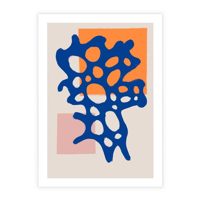 Plakat bez ramy 21x30 - Migotliwe Nastroje - abstrakcyjna niebieska forma, dziwne kształty