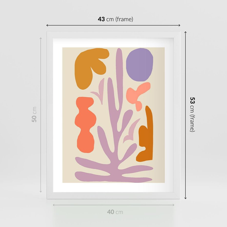 Plakat w ramie 40x50 - Przenikająca Harmonia - abstrakcyjny obraz, pastelowe kolory - rama biała