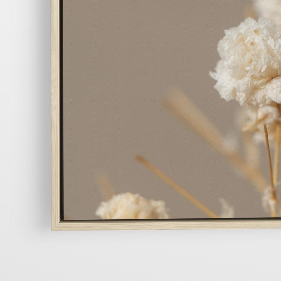 Obraz w ramie 50x50 - Przezroczyste piękno - gipsówka, suche - rama drewno