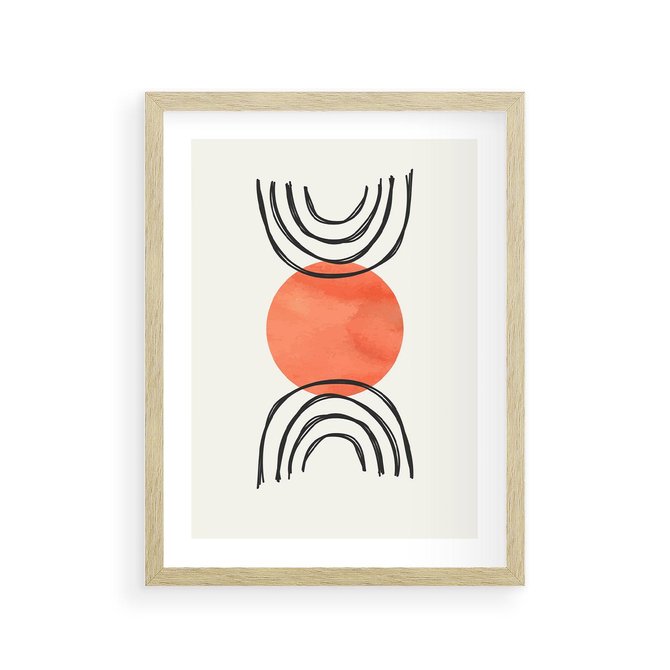 Plakat w ramie 30x40 - Lustrzane Widzenie - koło, boho styl - rama drewno