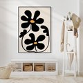 Obraz w ramie 70x100 - Wyjątkowość Boho - minimalistyczny abstrakcyjny obraz, prymitywne kwiaty - rama czarna