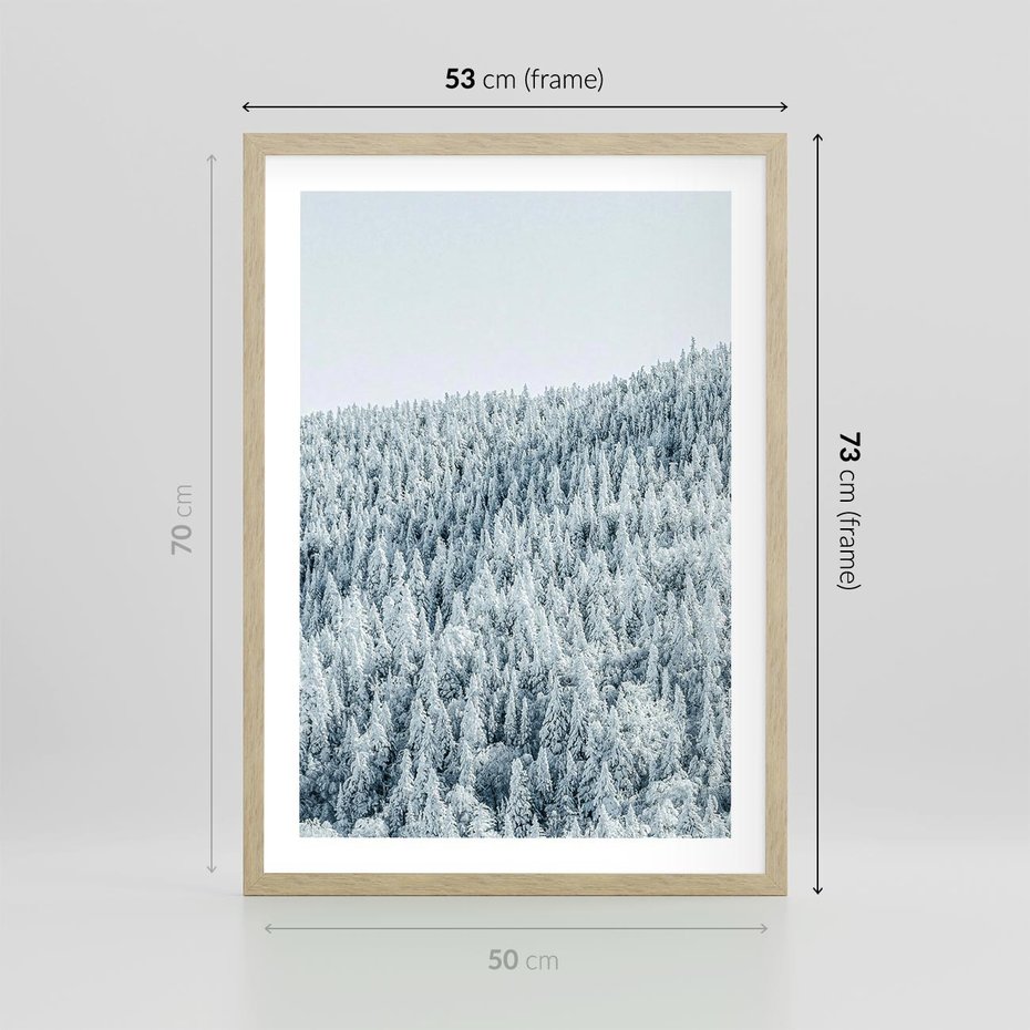 Plakat w ramie 50x70 - Cicha Zima - las, zima - rama drewno