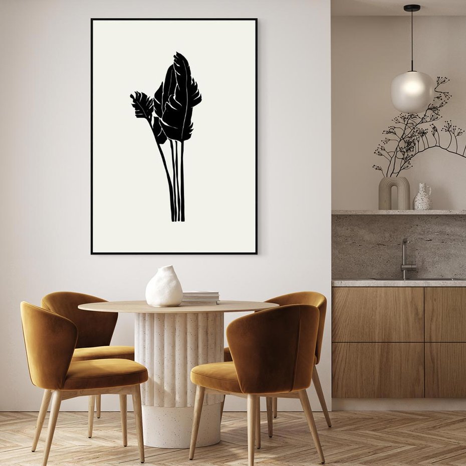 Obraz w ramie 70x100 - Elegancja Palm - nowoczesna sztuka, minimalistyczny styl - rama czarna