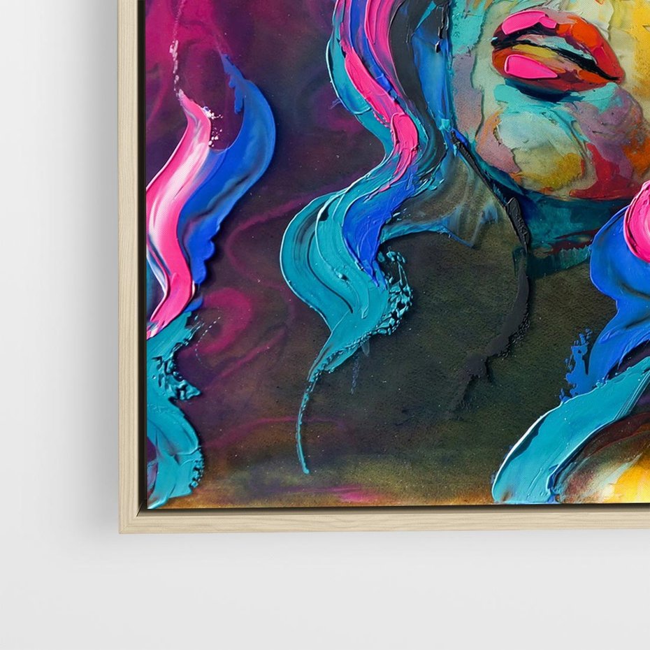 Obraz w ramie 80x80 - Bujna Ekspresja - grafika komputerowa, przypomina obraz olejny - rama drewno