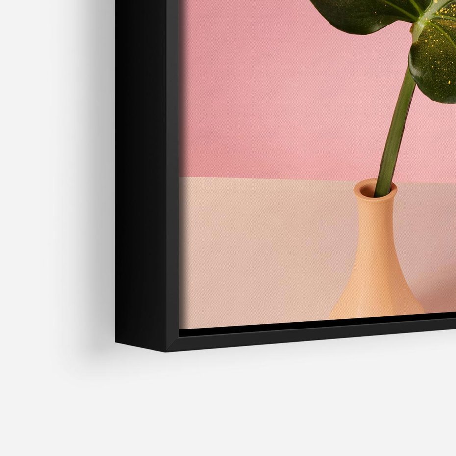 Obraz w ramie 50x50 - Egzotyczna monstera - monstera, liść - rama czarna