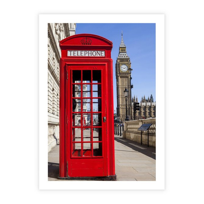 Plakat bez ramy 21x30 - Ikoniczna budka telefoniczna w Londynie - budka, telefoniczna