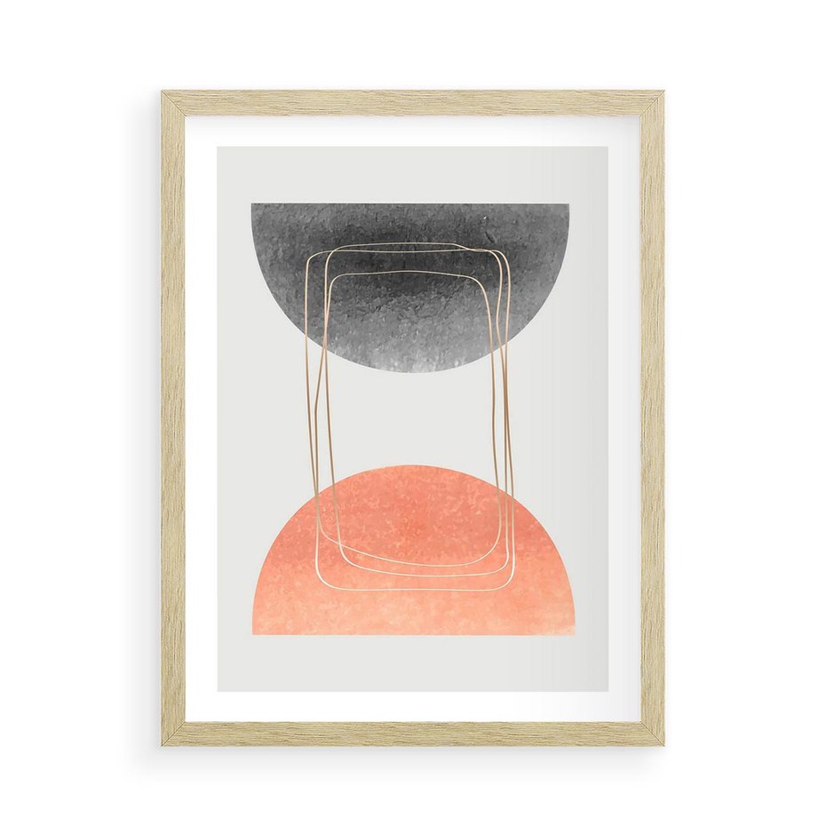 Plakat w ramie 50x70 - Sztuka Abstrakcji - minimalistyczny boho obraz, abstrakcyjny - rama drewno
