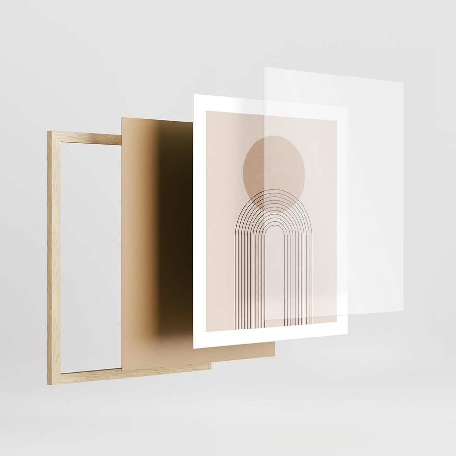 Plakat w ramie 40x50 - Konturem Zdefiniowane - boho plakat, minimalizm - rama drewno