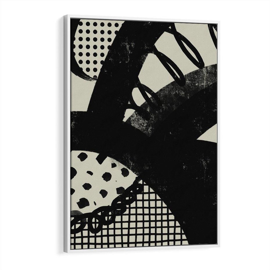 Obraz w ramie 50x70 - Nieznanie Zaskoczenia - bstrakcyjna mroczna kompozycja, nieregularne - rama biała