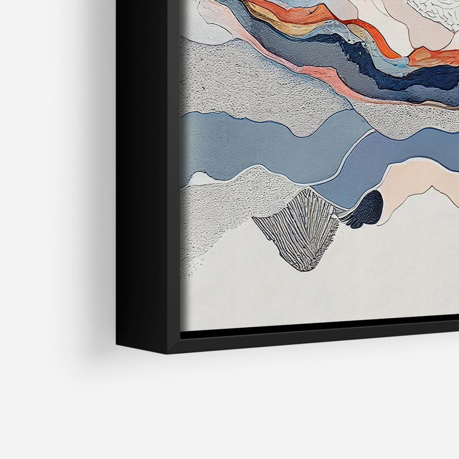 Obraz w ramie 50x50 - Dynamiczne Góry - akwarelowe graficzne góry, krajobraz - rama czarna