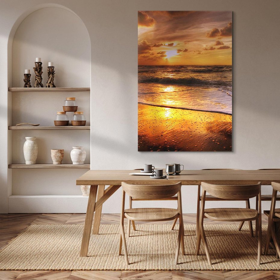 Obraz na płótnie 50x70 - Tropikalna wyspa nad oceanem - zachód, słońca