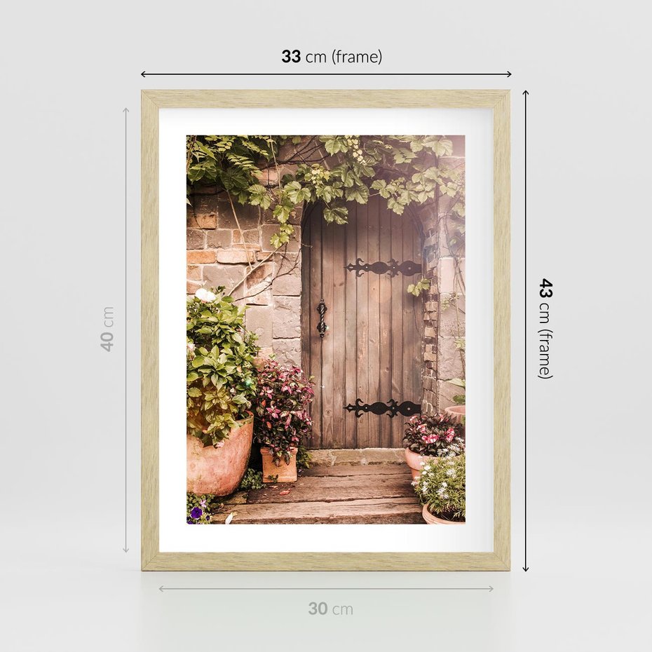 Plakat w ramie 30x40 - Wyjątkowy Klimat - drzwi, stare - rama drewno