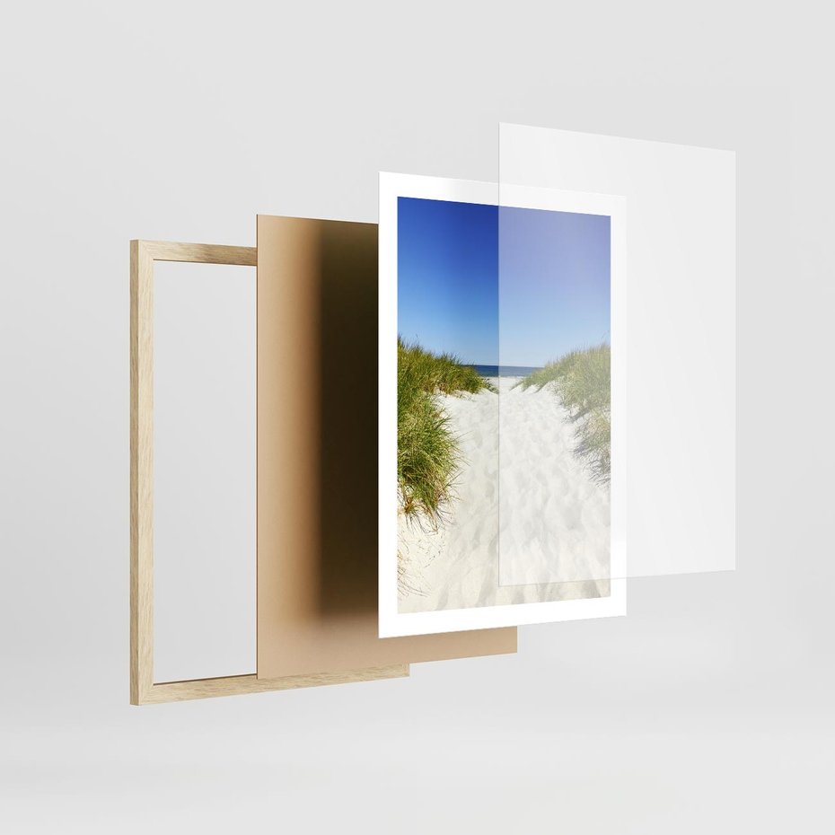Plakat w ramie 50x70 - Relaks nad Morskimi Wzgórzami - plaża, wydmy - rama drewno