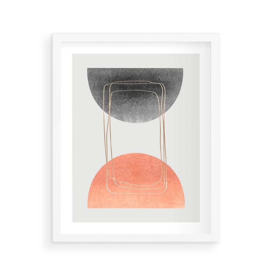 Plakat w ramie 40x50 - Sztuka Abstrakcji - minimalistyczny boho obraz, abstrakcyjny - rama biała