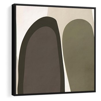 Obraz w ramie 50x50 - Fale w Zieleni - abstrakcyjne kształty, zgaszona zieleń - rama czarna