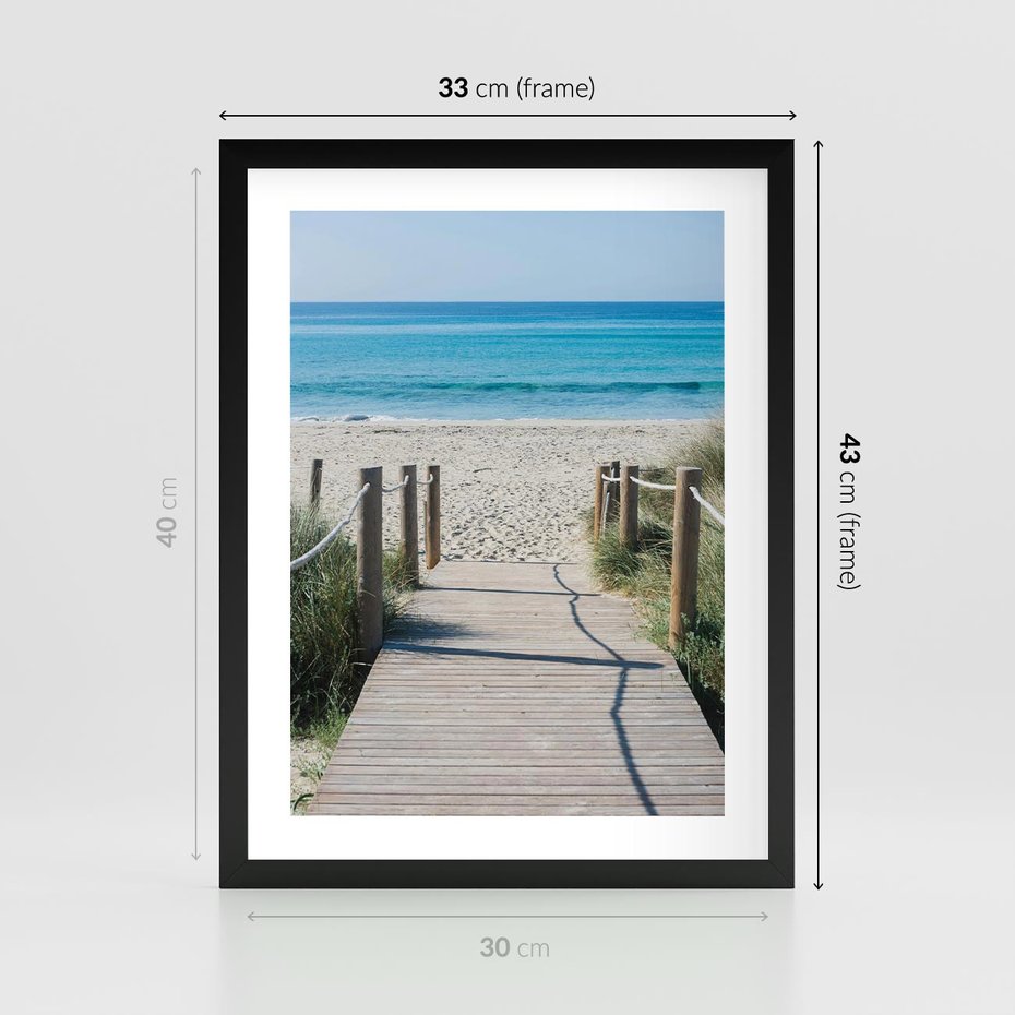 Plakat w ramie 30x40 - Żywa Natura - plaża, morze - rama czarna