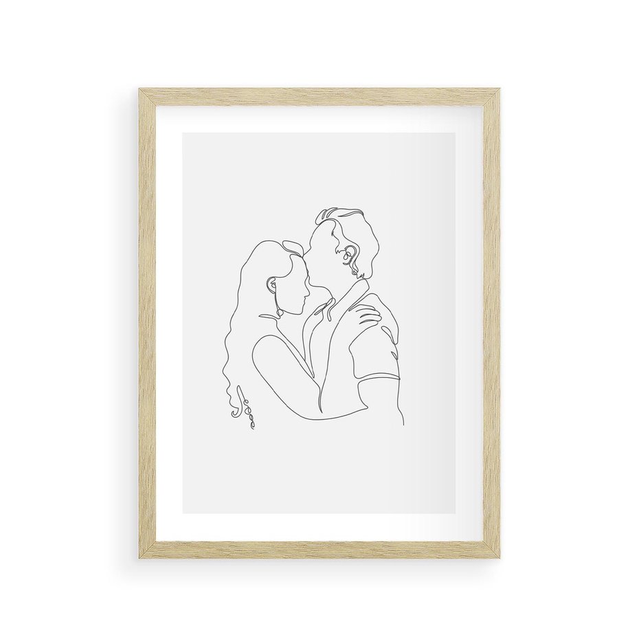 Plakat w ramie 30x40 - Wewnętrzne Emocje - para zakochanych, kobieta i mężczyzna - rama drewno
