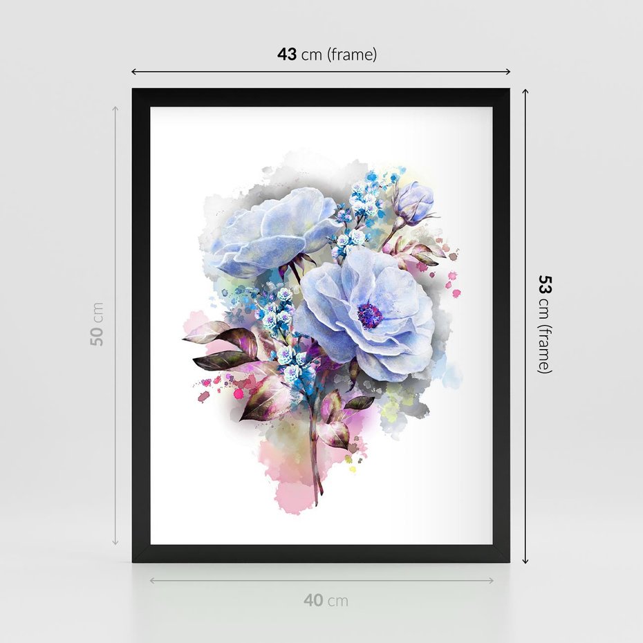 Plakat w ramie 40x50 - Kolorowa Ekspresja - kwiaty, graficzne - rama czarna