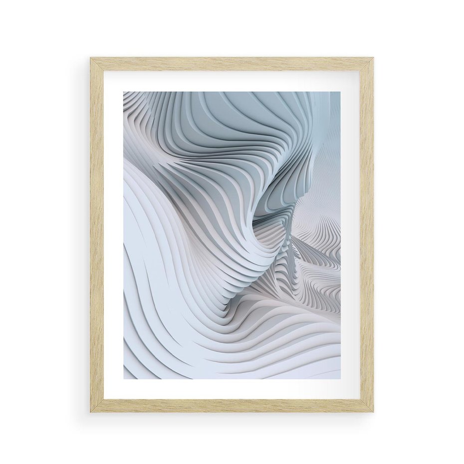 Plakat w ramie 40x50 - Abstrakcyjne Przestrzenie - geometria, 3D - rama drewno