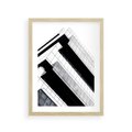 Plakat w ramie 30x40 - Nowoczesna Surowość: Wieżowiec na Czarno-Białej Grafice - architektura, wieżowiec - rama drewno