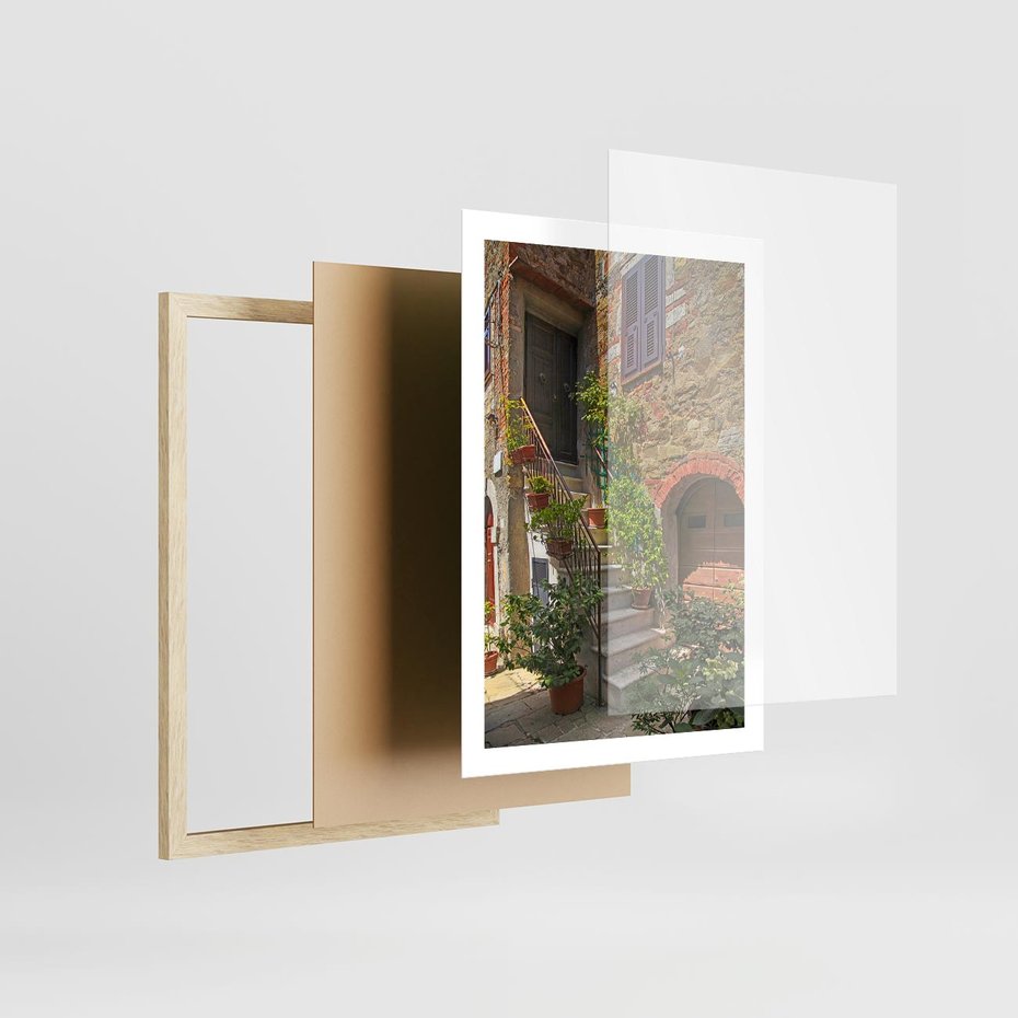 Plakat w ramie 50x70 - Wznies się na wyżyny - schody, perspektywa - rama drewno