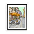 Plakat w ramie 40x50 - Kawiarenkowy Szkic - malowany, szkic - rama czarna