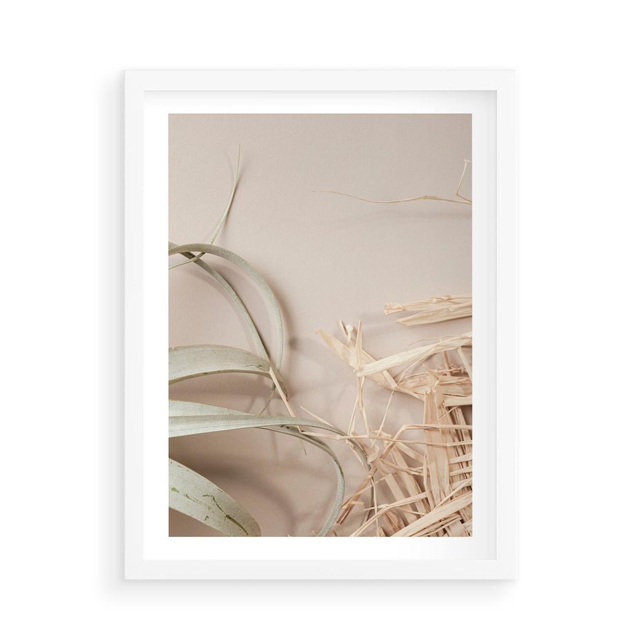 Plakat w ramie 50x70 - Boho urok suchych liści - suche, liście - rama biała