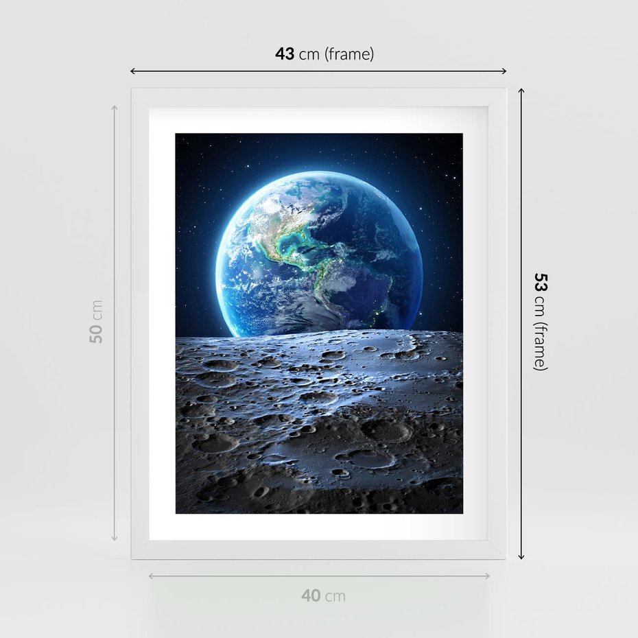 Plakat w ramie 40x50 - Mistrzowskie spojrzenie na Ziemię - ziemia, kosmos - rama biała