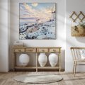 Obraz w ramie 80x80 - Biel ponad Błękitem - Santorini, białe budynki - rama drewno