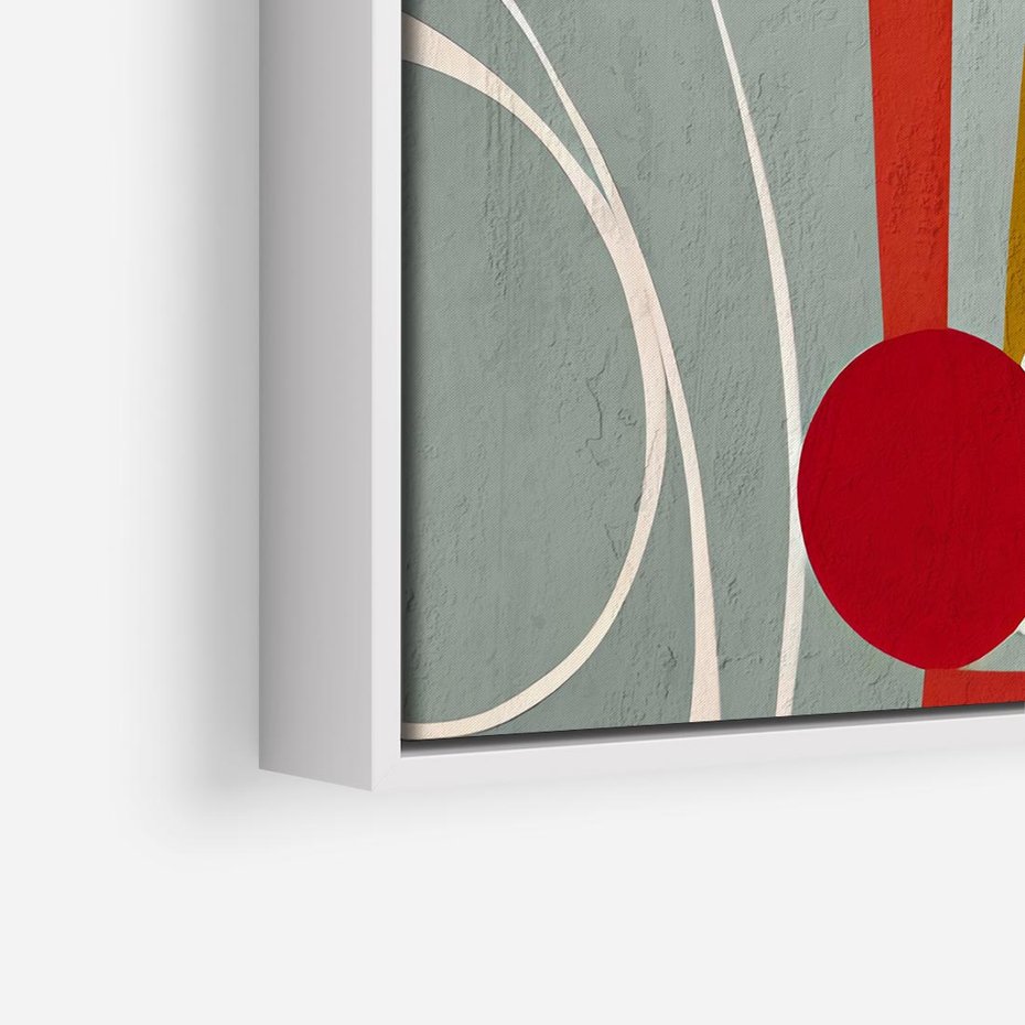 Obraz w ramie 80x80 - Harmonia Kolorowych Impulsów - abstrakcyjny obraz olejny, dziwne formy - rama biała