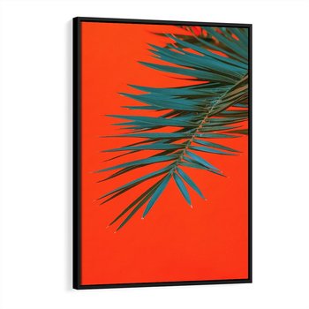 Obraz w ramie 50x70 - Egzotyczny Urok - liście, palma - rama czarna