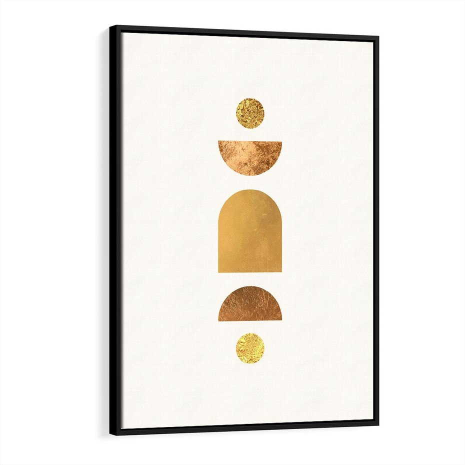 Obraz w ramie 70x100 - Abstrakcyjne Wzory - geometryczne złote kształty, tekstura - rama czarna