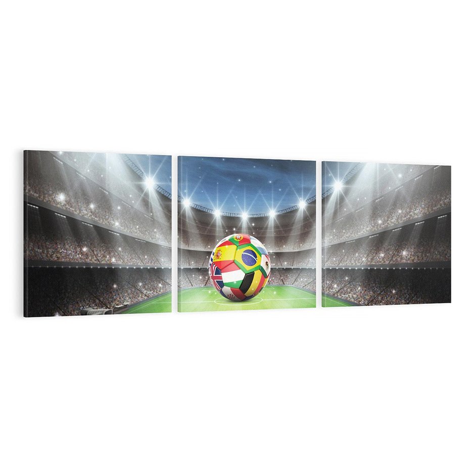 Obraz na płótnie 150x50 - Piłka nożna na stadionie: Pasja sportu - stadion, piłka