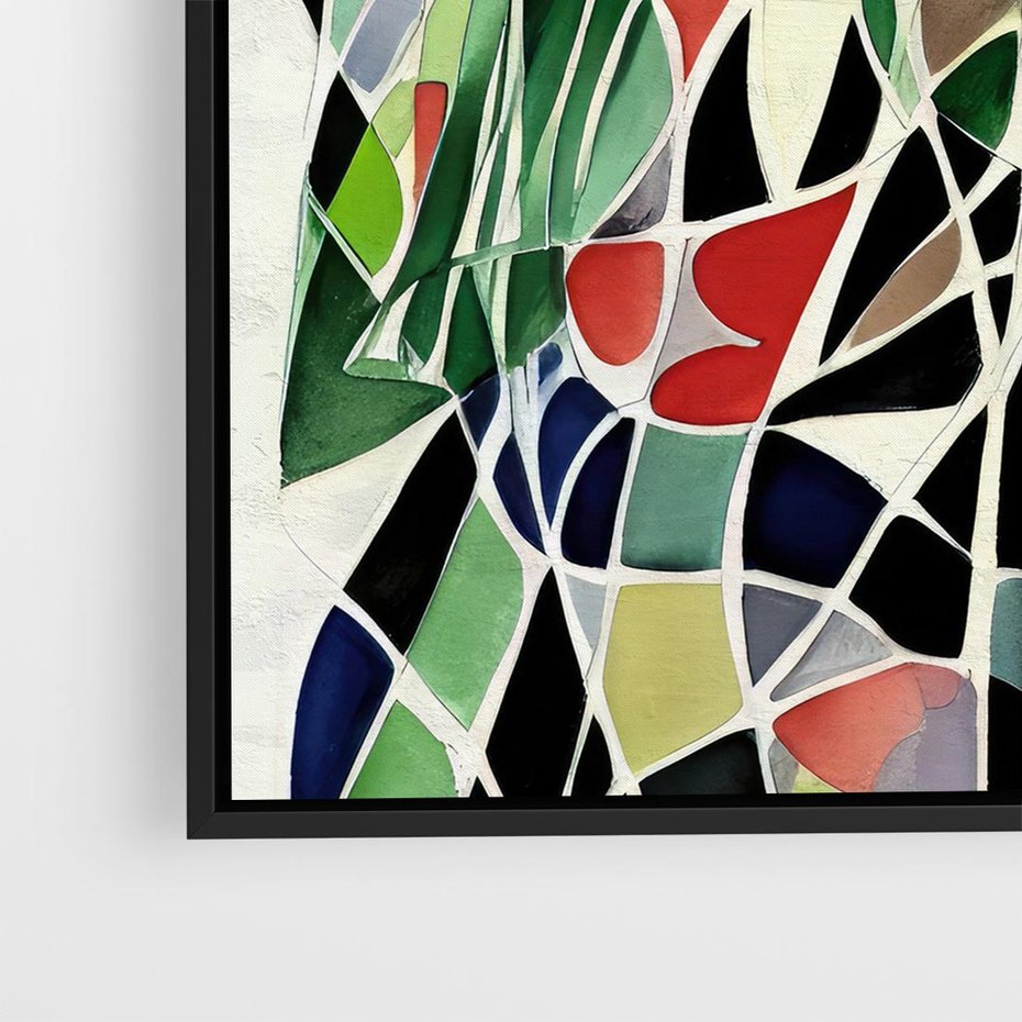 Obraz w ramie 50x50 - Taniec Plam i Kształtów - abstrakcyjny akwarelowy obraz, plamy - rama czarna