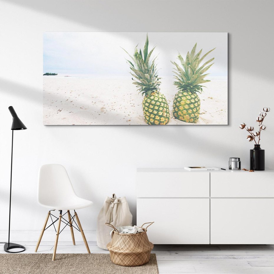 Obraz na płótnie 120x60 - Ananasy Plażowy Raj - ananasy, plaża
